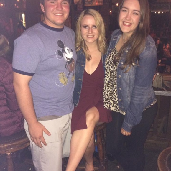 American Apparel Maroon Long Sleeve Wrap Dress - Picture 3 of 3